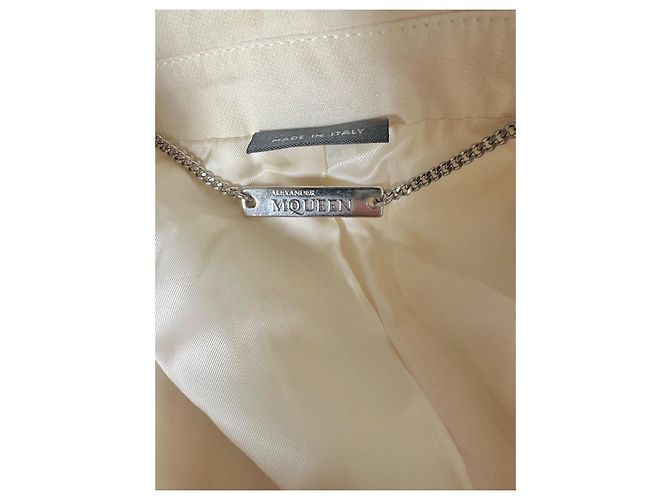 Blazer Corsé Drapeado de Encaje Alexander McQueen Beige Blanco - vista 3