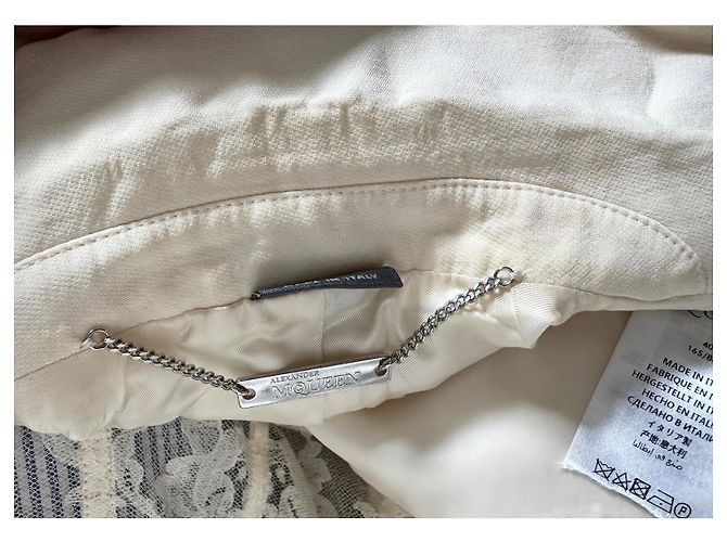 Blazer Corsé Drapeado de Encaje Alexander McQueen Beige Blanco - vista 5