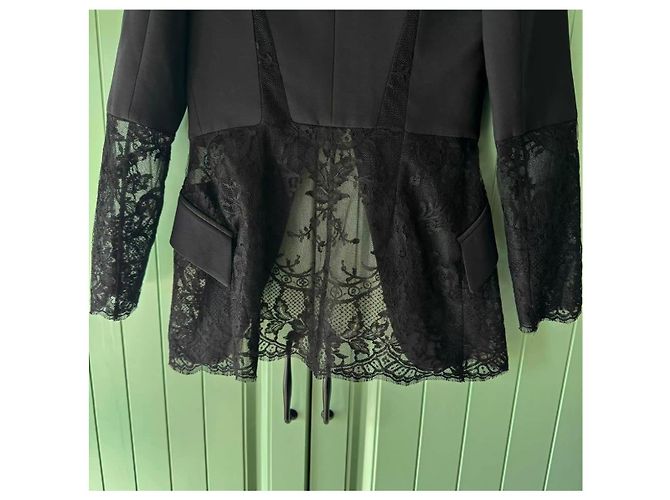 Blazer Alexander McQueen in lana e pizzo nero - vista 3