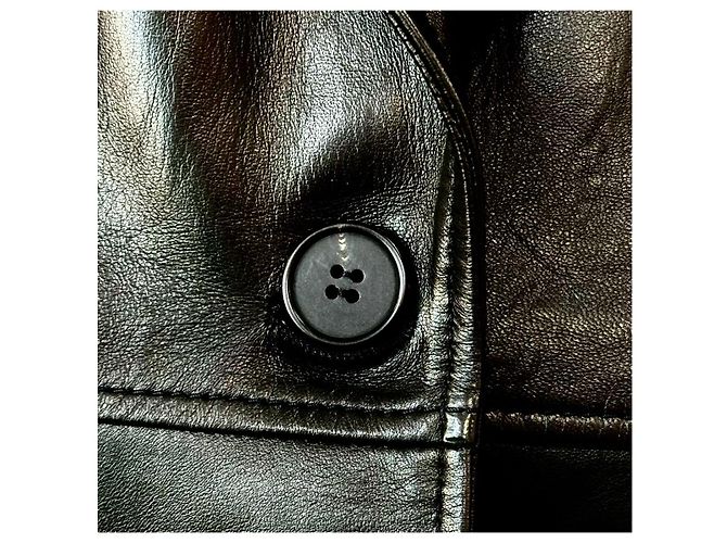 Giacca Alexander McQueen in pelle nera e pizzo bianco Nero - vista 5