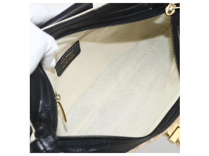 Borsa a mano Salvatore Ferragamo in tela beige e nera Auth ka2979 Nero - vista 11