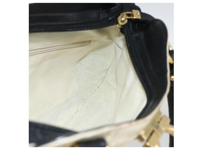 Borsa a mano Salvatore Ferragamo in tela beige e nera Auth ka2979 Nero - vista 19