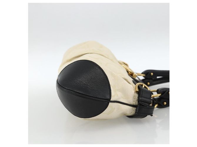 Borsa a mano Salvatore Ferragamo in tela beige e nera Auth ka2979 Nero - vista 4
