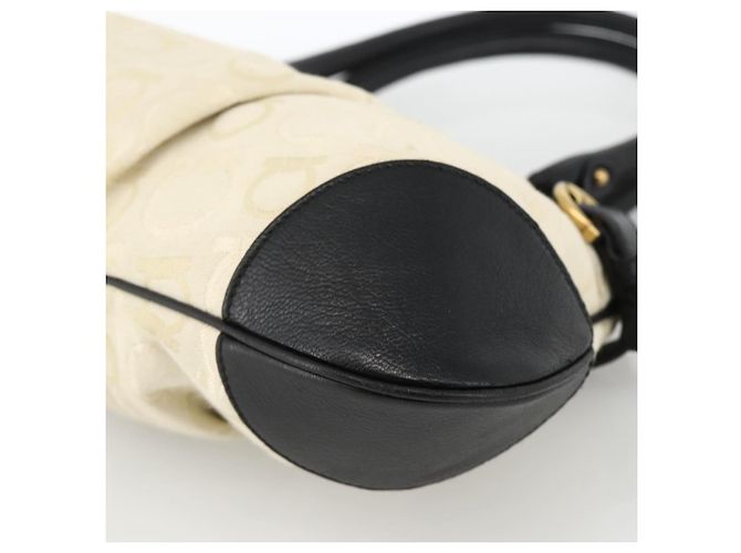 Borsa a mano Salvatore Ferragamo in tela beige e nera Auth ka2979 Nero - vista 9