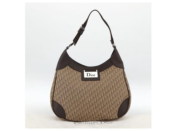 Bolso de Hombro de Lona Trotter Christian Dior Beige Plata Auth BSZ033SAV - vista 12