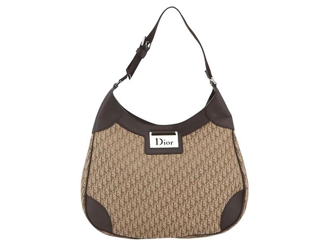 Bolso de Hombro de Lona Trotter Christian Dior Beige Plata Auth BSZ033SAV - vista 13