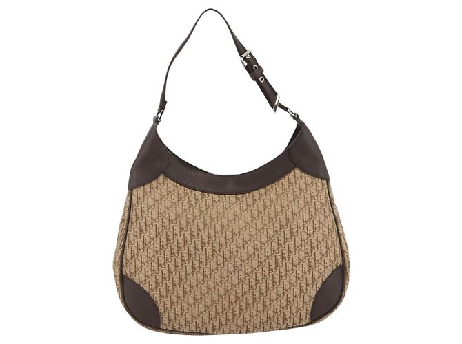 Bolso de Hombro de Lona Trotter Christian Dior Beige Plata Auth BSZ033SAV - vista 2