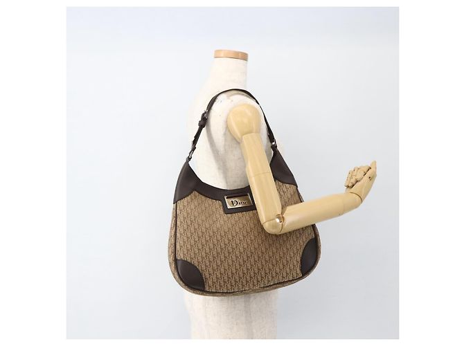 Bolso de Hombro de Lona Trotter Christian Dior Beige Plata Auth BSZ033SAV - vista 23