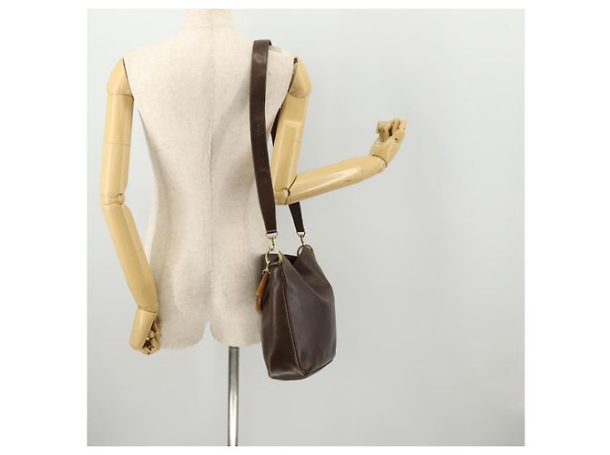 Borsa a mano in pelle Gucci Bamboo 2way marrone oro 001 3444 1638 Auth bs33606 D'oro - vista 23