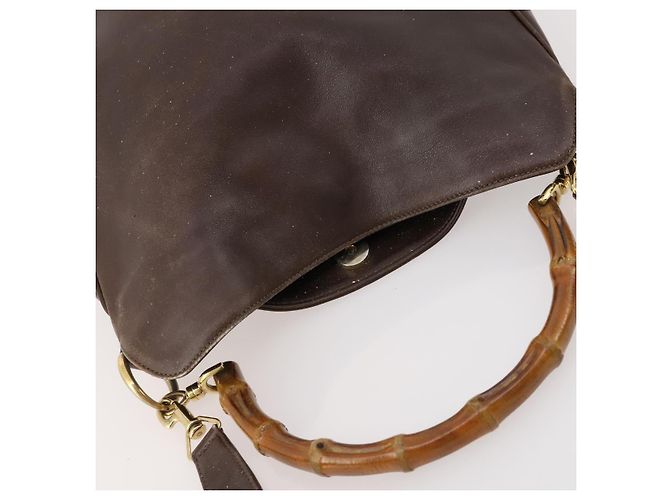 Borsa a mano in pelle Gucci Bamboo 2way marrone oro 001 3444 1638 Auth bs33606 D'oro - vista 6