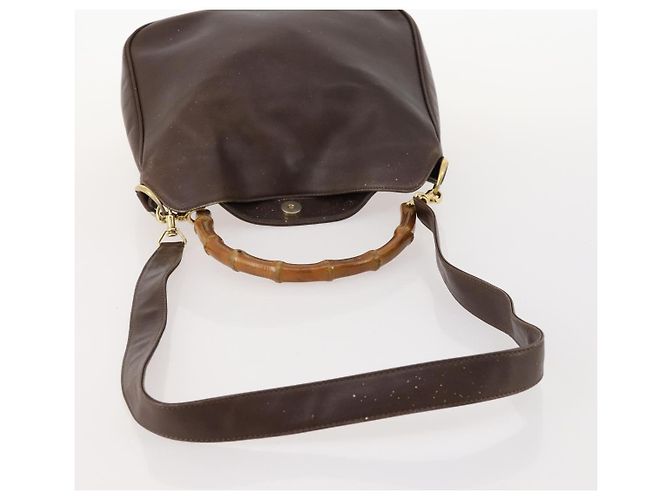 Borsa a mano in pelle Gucci Bamboo 2way marrone oro 001 3444 1638 Auth bs33606 D'oro - vista 7