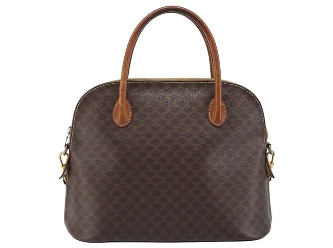 Céline CELINE Macadam Canvas Hand Bag PVC Leather 2way Brown Gold Auth ka2994 Golden - view 13