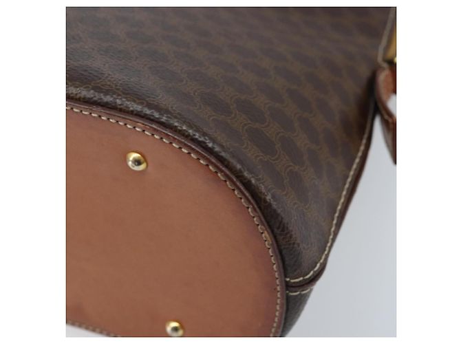 Céline CELINE Macadam Canvas Hand Bag PVC Leather 2way Brown Gold Auth ka2994 Golden - view 15