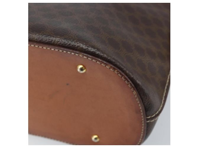 Céline CELINE Macadam Canvas Hand Bag PVC Leather 2way Brown Gold Auth ka2994 Golden - view 17