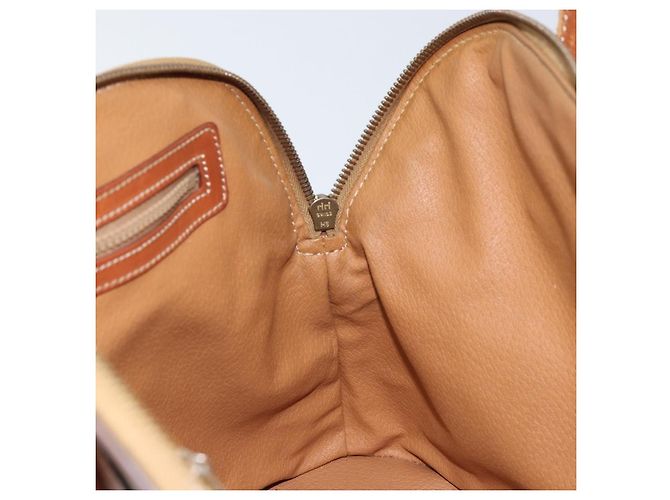 Céline CELINE Macadam Canvas Hand Bag PVC Leather 2way Brown Gold Auth ka2994 Golden - view 20
