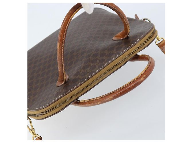 Céline CELINE Macadam Canvas Hand Bag PVC Leather 2way Brown Gold Auth ka2994 Golden - view 6