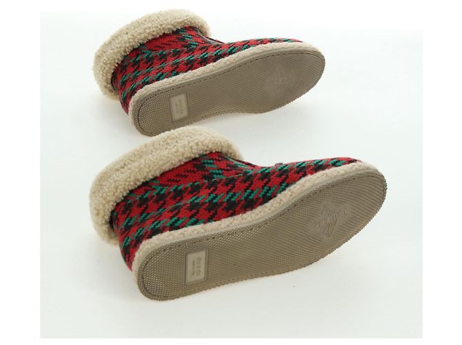 Botas Horsebit GUCCI Moutón Rojo Oro Auth ARZ016M Roja Dorado - vista 11
