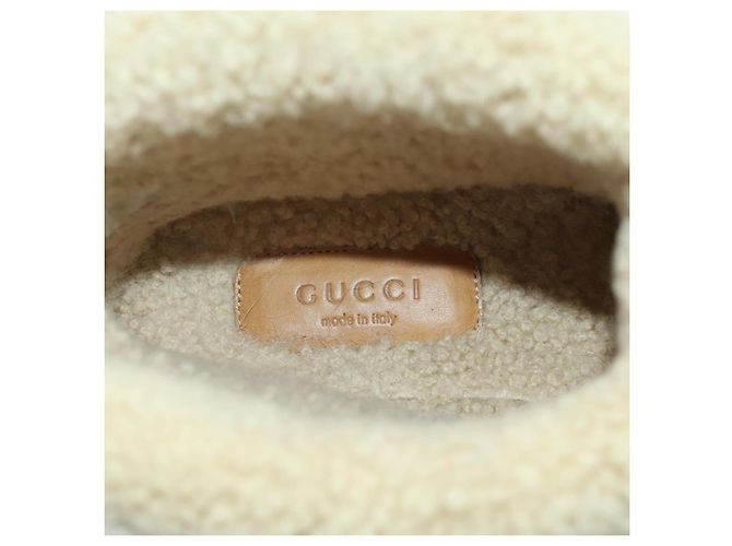 Botas Horsebit GUCCI Moutón Rojo Oro Auth ARZ016M Roja Dorado - vista 18