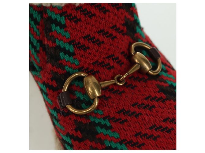 Botas Horsebit GUCCI Moutón Rojo Oro Auth ARZ016M Roja Dorado - vista 6