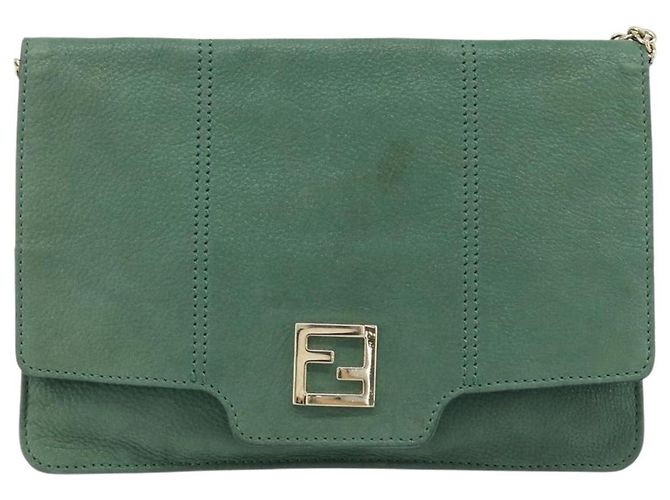 Borsa a Spalla FENDI in Pelle Verde Oro Auth bs33834 D'oro - vista 13
