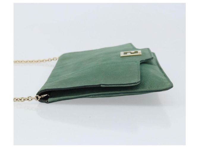 Borsa a Spalla FENDI in Pelle Verde Oro Auth bs33834 D'oro - vista 4