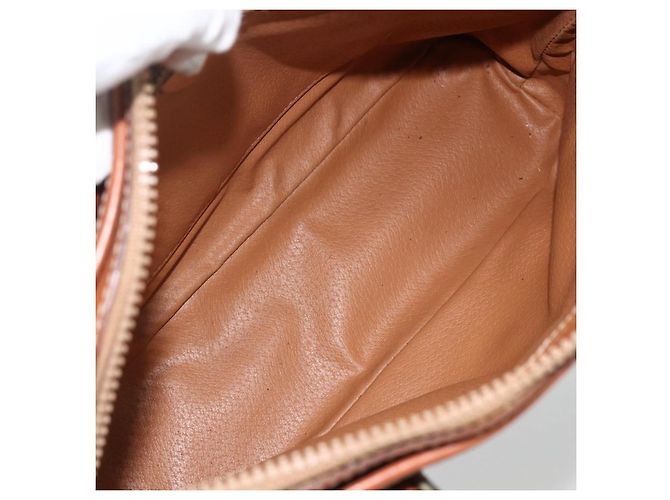 Céline Borsa a mano in tela Macadam CELINE in pelle PVC marrone e oro Auth ka2862 D'oro - vista 11