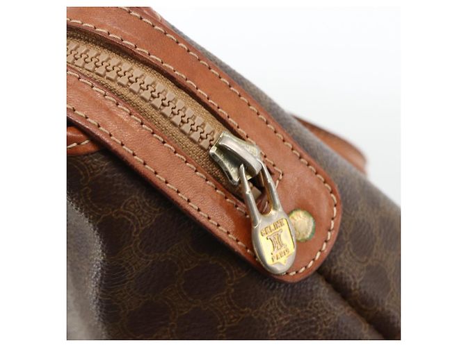 Céline Borsa a mano in tela Macadam CELINE in pelle PVC marrone e oro Auth ka2862 D'oro - vista 17