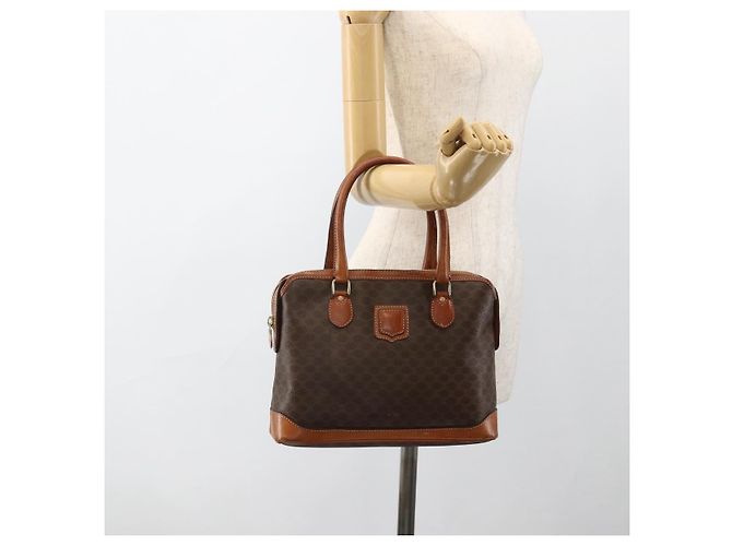 Céline Borsa a mano in tela Macadam CELINE in pelle PVC marrone e oro Auth ka2862 D'oro - vista 23