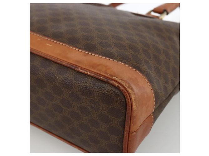 Céline Borsa a mano in tela Macadam CELINE in pelle PVC marrone e oro Auth ka2862 D'oro - vista 9