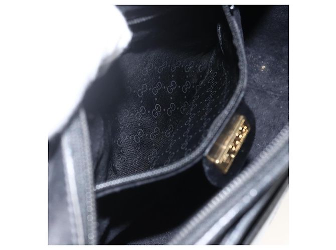 Borsa a Spalla in Pelle Nera e Oro GUCCI 007 256 0051 Auth 174016 Nero D'oro - vista 21