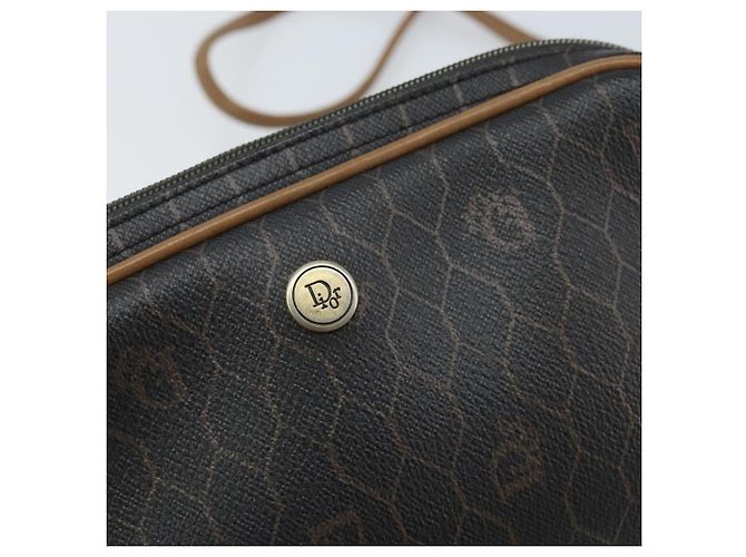 Borsa a spalla in tela a nido d'ape PVC nera e oro Christian Dior Auth ka2948 Nero D'oro - vista 10
