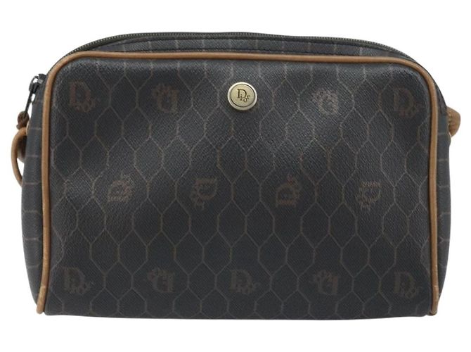 Borsa a spalla in tela a nido d'ape PVC nera e oro Christian Dior Auth ka2948 Nero D'oro - vista 13