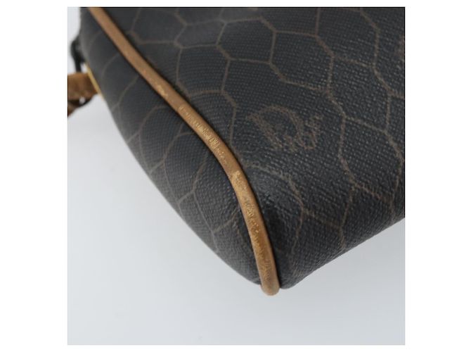 Borsa a spalla in tela a nido d'ape PVC nera e oro Christian Dior Auth ka2948 Nero D'oro - vista 14