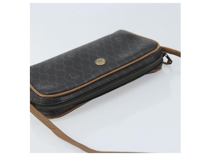 Borsa a spalla in tela a nido d'ape PVC nera e oro Christian Dior Auth ka2948 Nero D'oro - vista 6