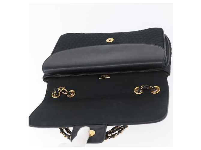 BALLY Borsa a Spalla a Catena Trapuntata in Nylon Nero e Oro Auth 160374 D'oro - vista 10