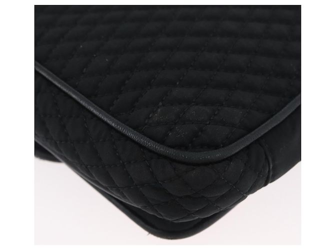 BALLY Borsa a Spalla a Catena Trapuntata in Nylon Nero e Oro Auth 160374 D'oro - vista 15