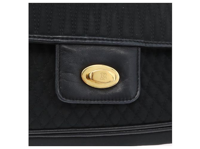 BALLY Borsa a Spalla a Catena Trapuntata in Nylon Nero e Oro Auth 160374 D'oro - vista 17