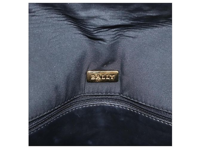 BALLY Borsa a Spalla a Catena Trapuntata in Nylon Nero e Oro Auth 160374 D'oro - vista 18