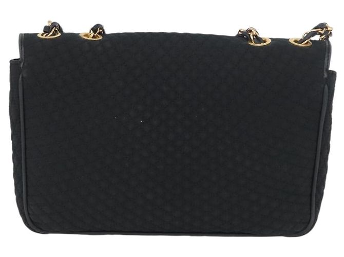 BALLY Borsa a Spalla a Catena Trapuntata in Nylon Nero e Oro Auth 160374 D'oro - vista 2