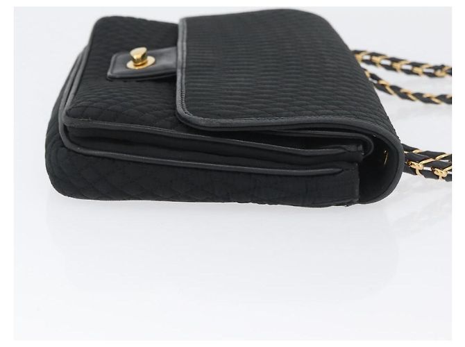 BALLY Borsa a Spalla a Catena Trapuntata in Nylon Nero e Oro Auth 160374 D'oro - vista 3