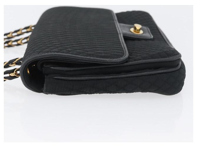 BALLY Borsa a Spalla a Catena Trapuntata in Nylon Nero e Oro Auth 160374 D'oro - vista 4