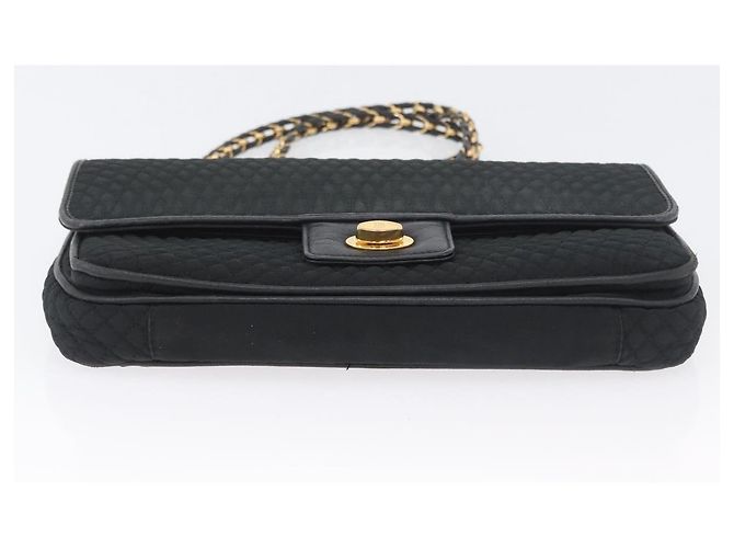 BALLY Borsa a Spalla a Catena Trapuntata in Nylon Nero e Oro Auth 160374 D'oro - vista 5