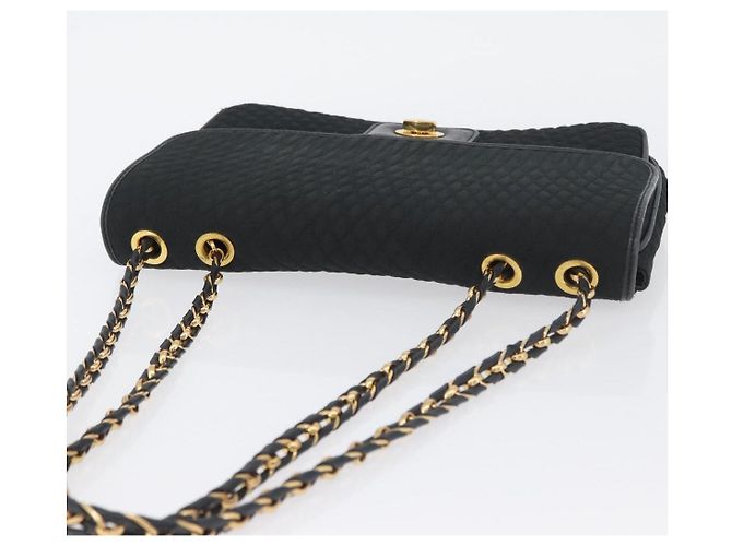 BALLY Borsa a Spalla a Catena Trapuntata in Nylon Nero e Oro Auth 160374 D'oro - vista 6