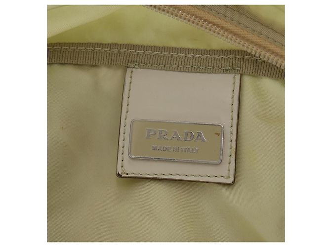 Borsa Boston Prada in nylon crema beige Auth ti3742 Crudo - vista 25