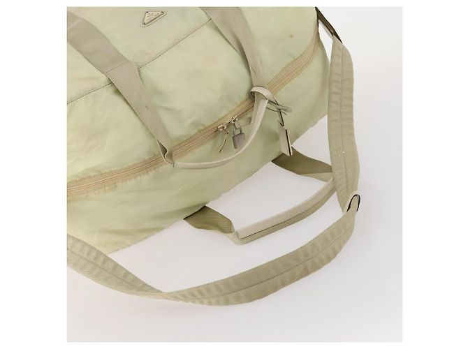 Borsa Boston Prada in nylon crema beige Auth ti3742 Crudo - vista 7