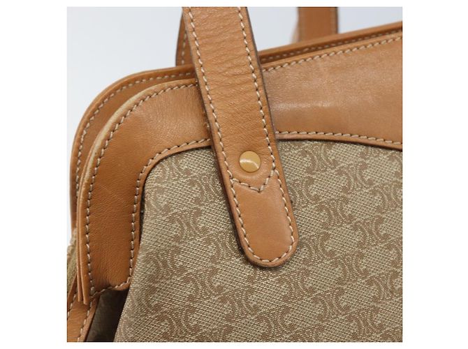 Céline Borsa a mano in tela Macadam CELINE in pelle PVC beige oro Auth 173793 D'oro - vista 10