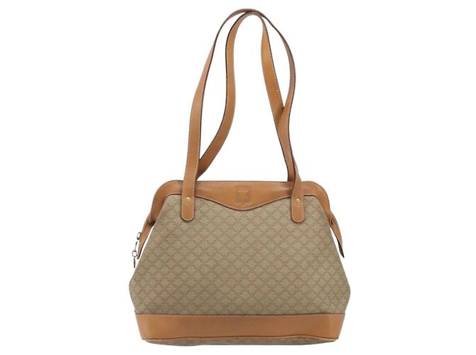 Céline Borsa a mano in tela Macadam CELINE in pelle PVC beige oro Auth 173793 D'oro - vista 13