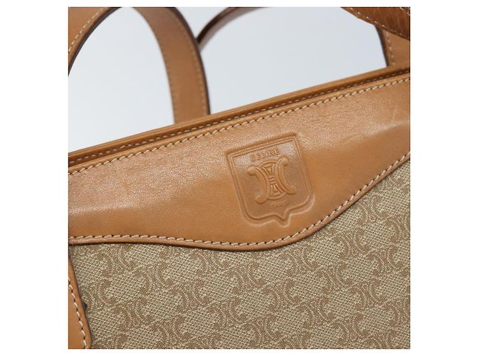 Céline Borsa a mano in tela Macadam CELINE in pelle PVC beige oro Auth 173793 D'oro - vista 18