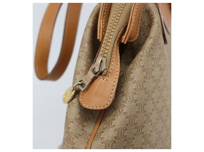 Céline Borsa a mano in tela Macadam CELINE in pelle PVC beige oro Auth 173793 D'oro - vista 19