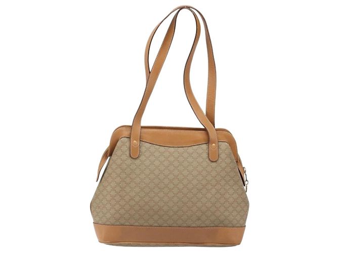 Céline Borsa a mano in tela Macadam CELINE in pelle PVC beige oro Auth 173793 D'oro - vista 2